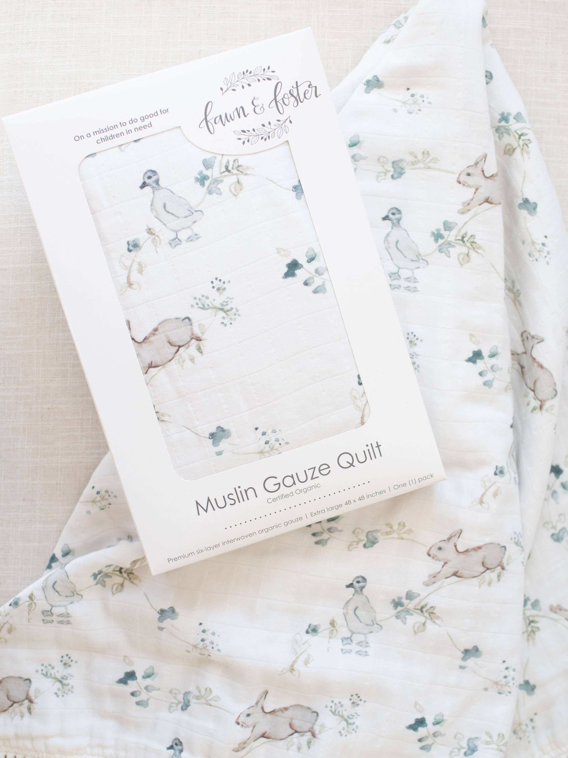 Fawn & Foster - Wholesale Quilt - Kids & Baby - Organic Muslin Gauze Quilt Baby Blanket | Ivy Hollow Bunny2
