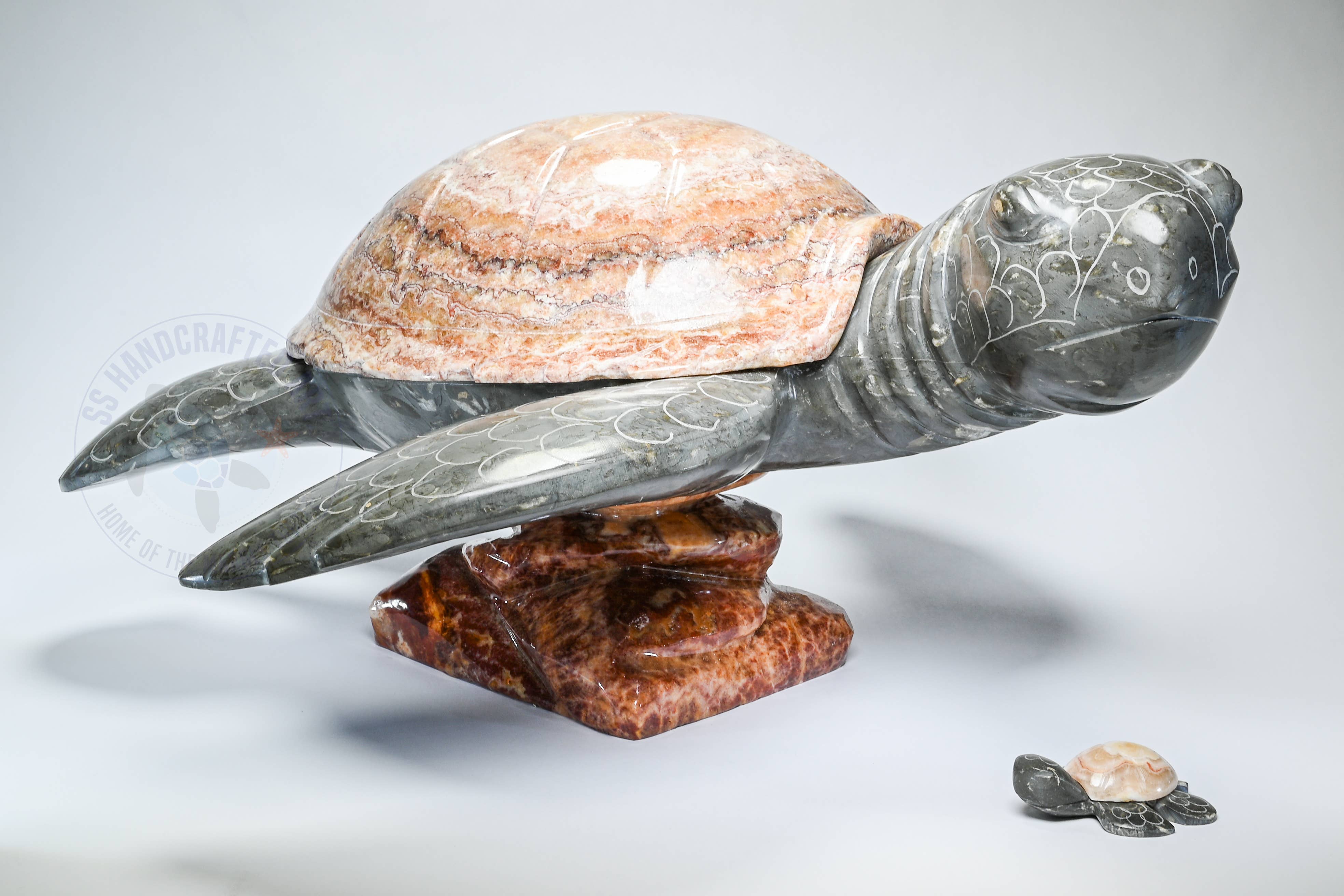 SS handcrafted Art - Wholesale Decorative Figurine - Marble Turtle with Stand (FRED) 16"1