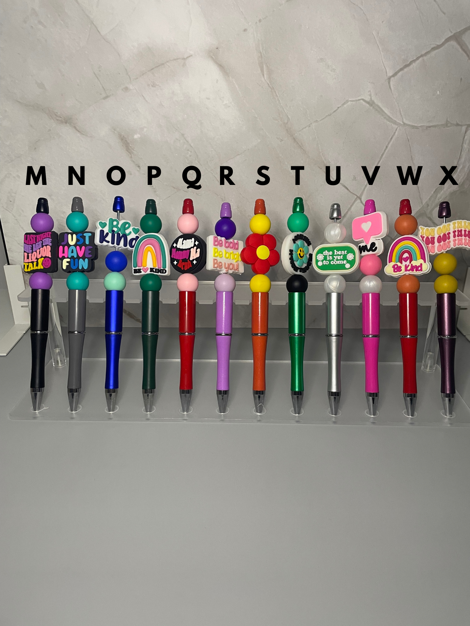 MPB Stationery - Wholesale Pen - Charmed Beaded Pens (A-X)1