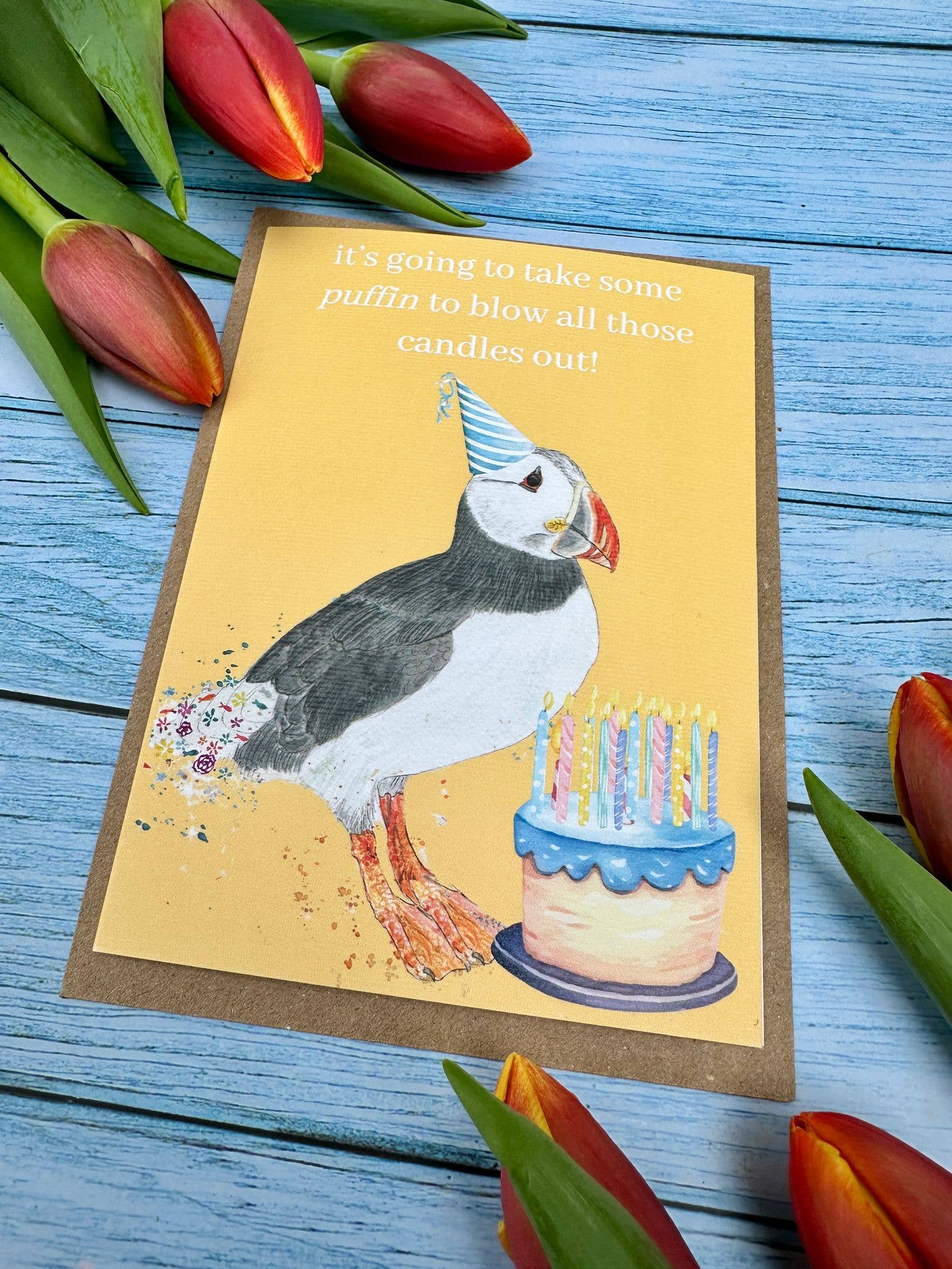 Jen Winnett Eco Artist - Wholesale Birthday Card - Puffin Birthday Funny Eco Friendly Card Colourful Nature 3