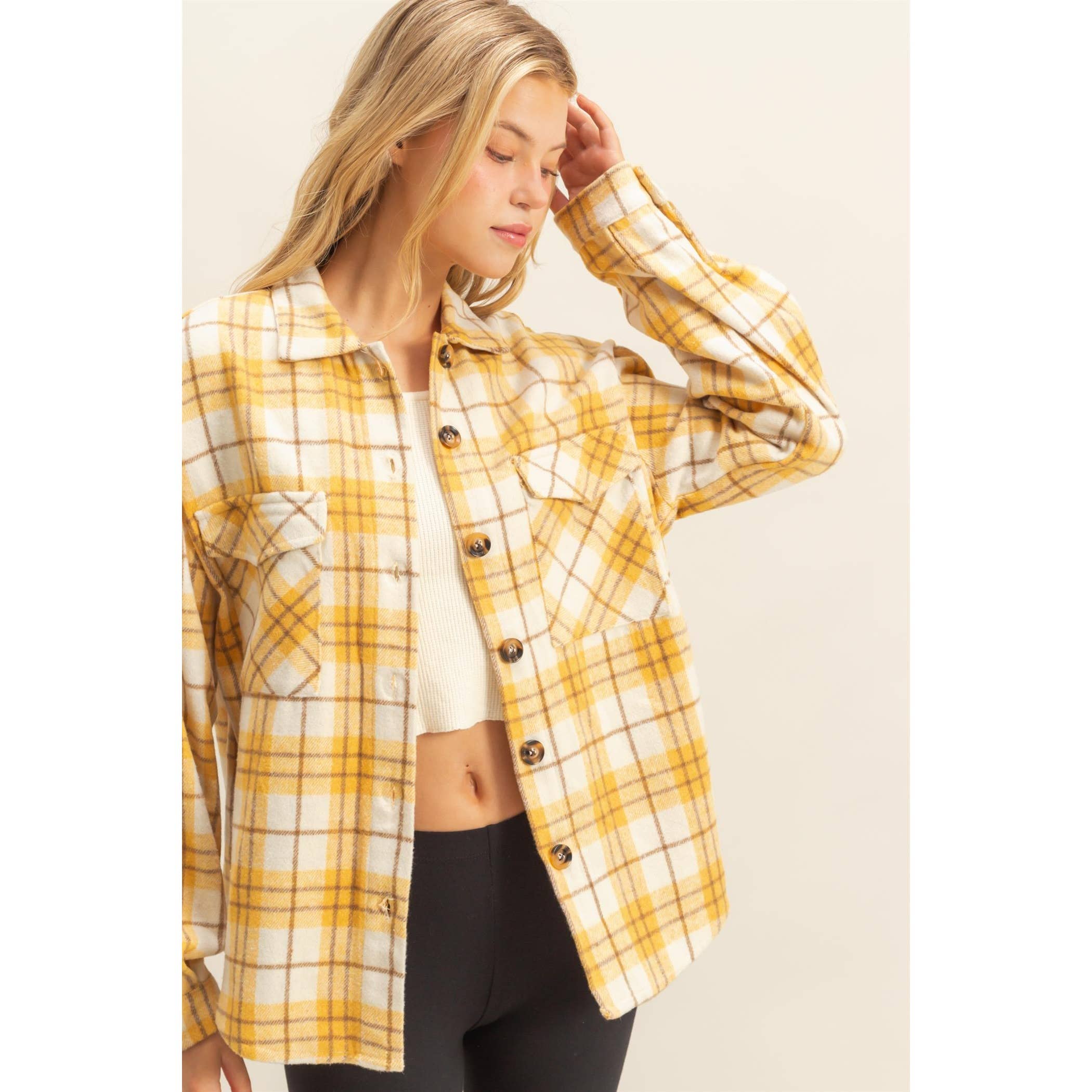 HYFVE - Wholesale Shirt Jacket/Shacket - Women's - Collared Plaid Shacket0