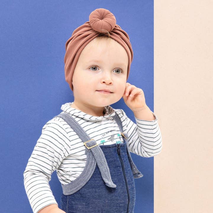 BABYONTOP - Wholesale Gebreid hoedje - Baby - Katoenen turban JUSTINE - Bruin van Mars1