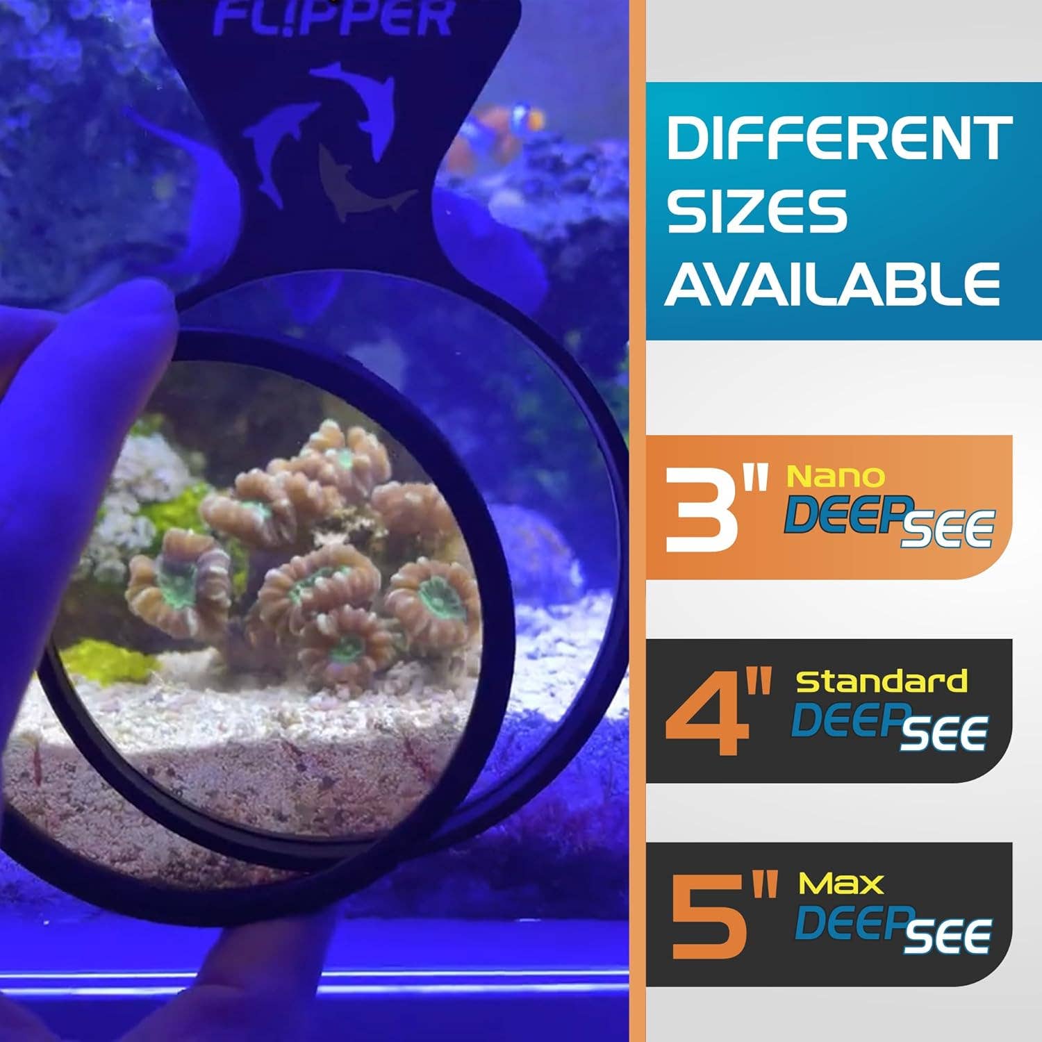 Flipper Aquarium Products - Wholesale Pet Toy - Cat/Dog - Flipper DeepSee Magnetically Mounted Magnified Aquarium Viewer Nano 3" (76mm) Orange Filter Lens4