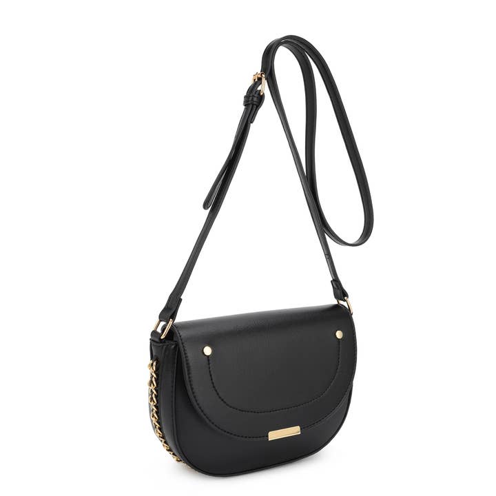 KAYLA+AVA - Wholesale Crossbody Bag - Women's - RITA Saddle Bag Accented with Chain, Women Crossbody Bag