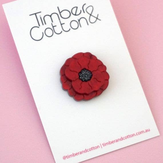 Girlfetti - Wholesale Brooch - Red, Purple & White Poppy Pins & Brooches