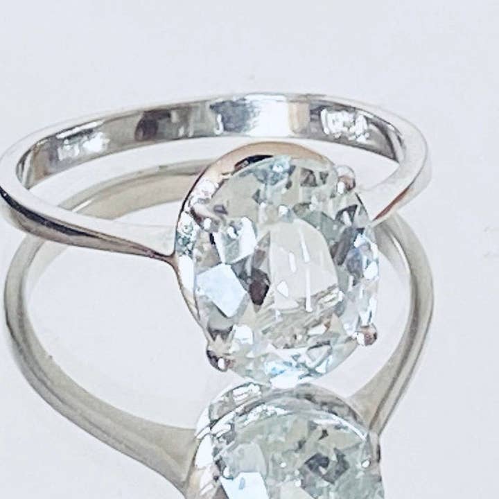 Oval Aquamarine Solitaire Filigree Sterling Silver Ring for wholesale by Twan Kee Jewelry