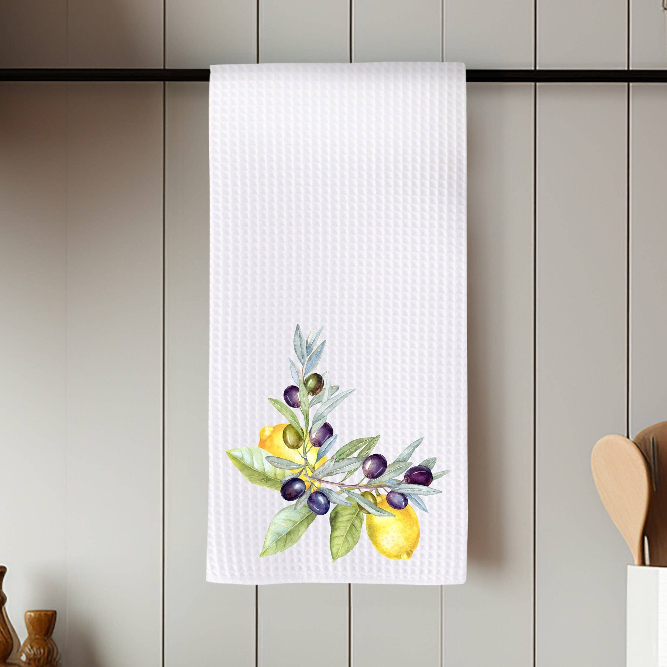 Fernville Creations - Wholesale Tea Towel - Lemon & Olive Waffle Weave Kitchen Tea Towel Farmhouse Decor2