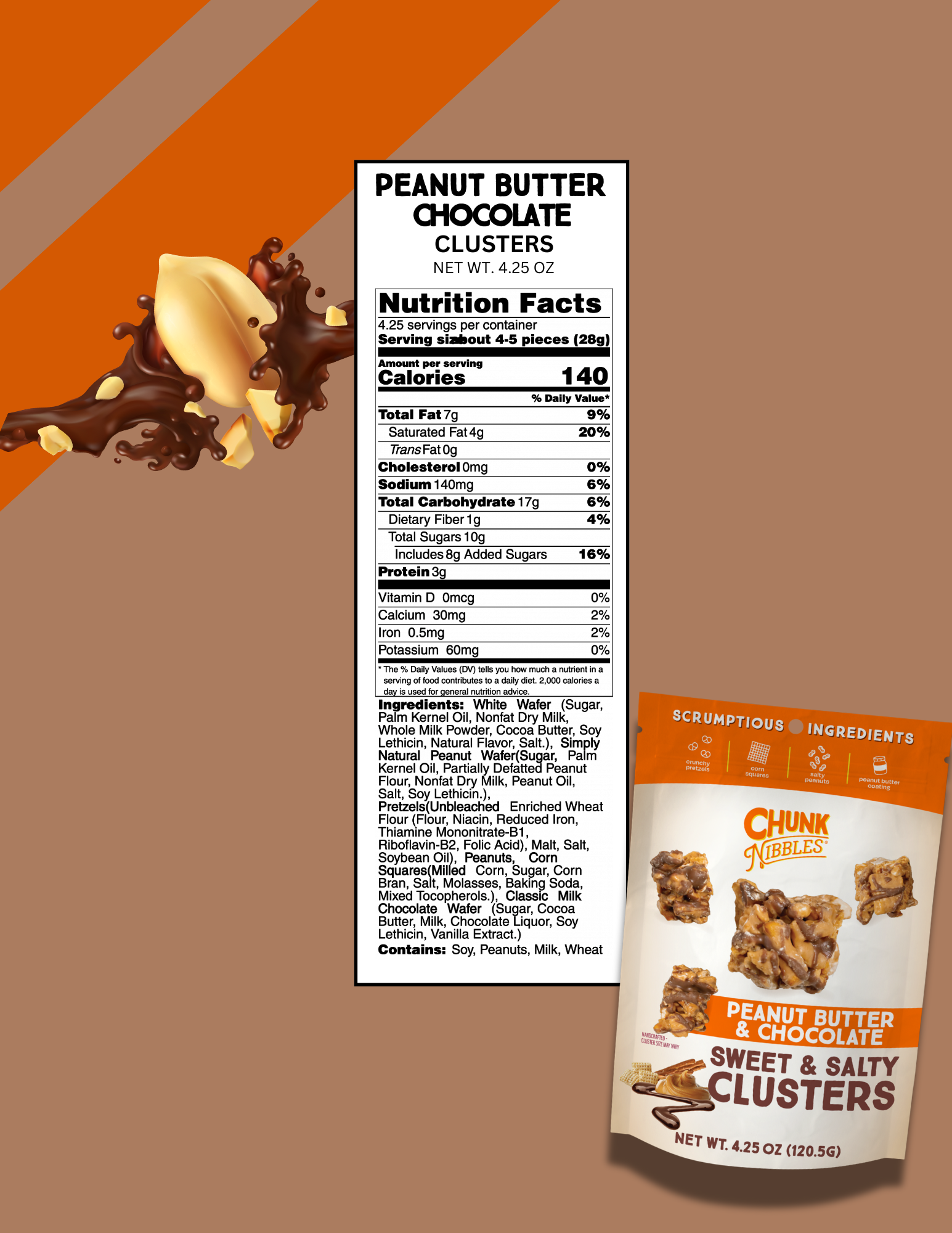 Chunk Nibbles - Wholesale Pretzels - Mixed 4 Flavor Case Chunk Nibbles 4.25oz Pouch 7