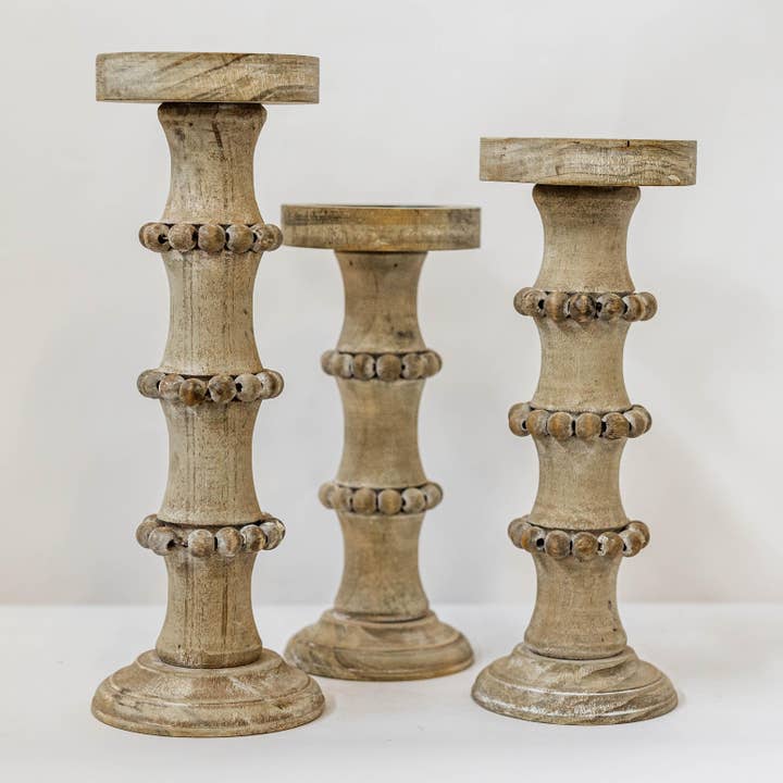 Column Wood Candle Holder, Large for wholesale by Forpost Trade Inc