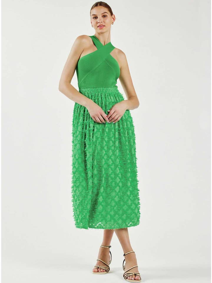 Current Air - Wholesale Dress - Women's - Textured Dress W/Cross Halter Sweater Top