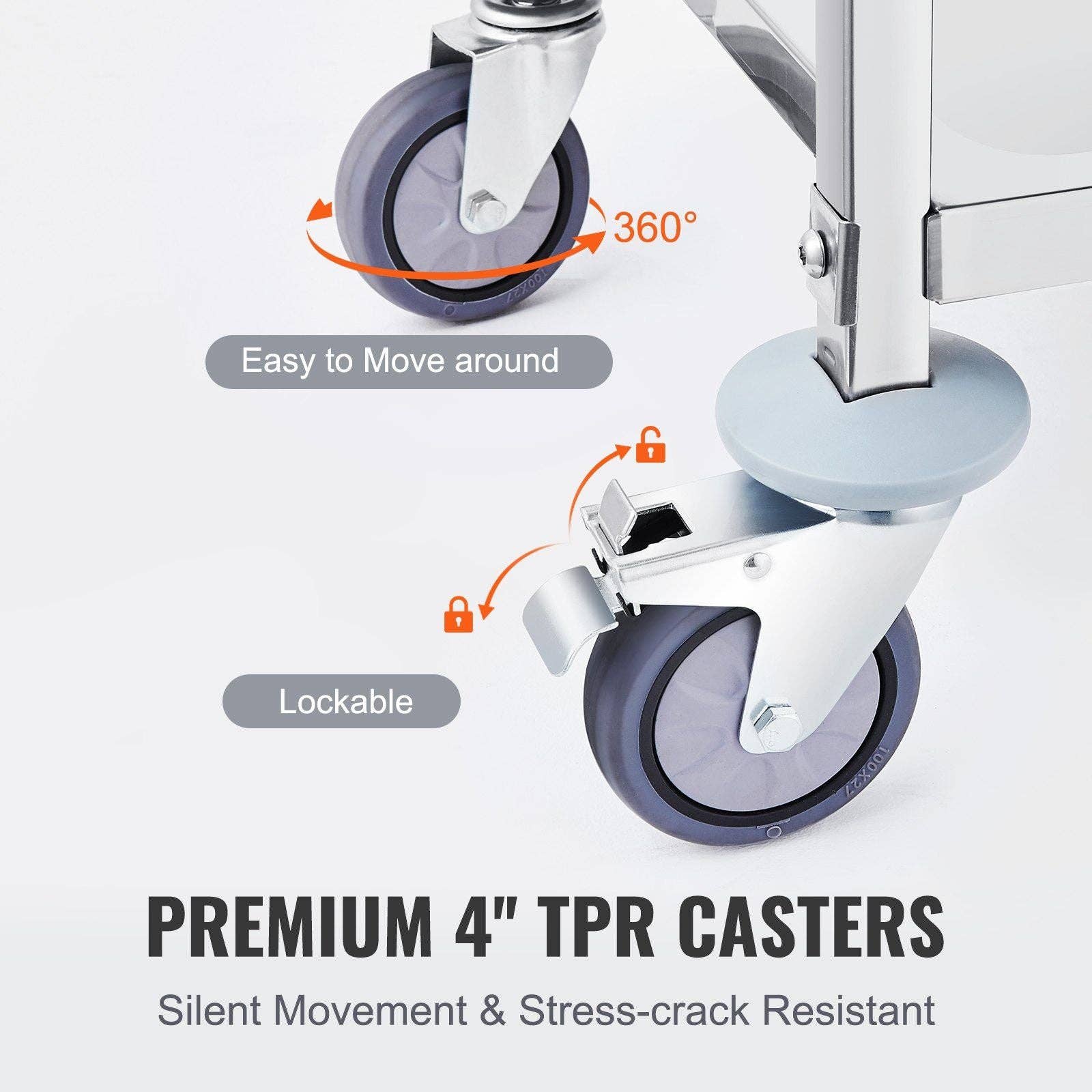 Hard Rock Health Stores – wholesale Barvagn – Rostfritt stål vagn, 3-lagers laboratorievagn med 400 lbs viktkapacitet3