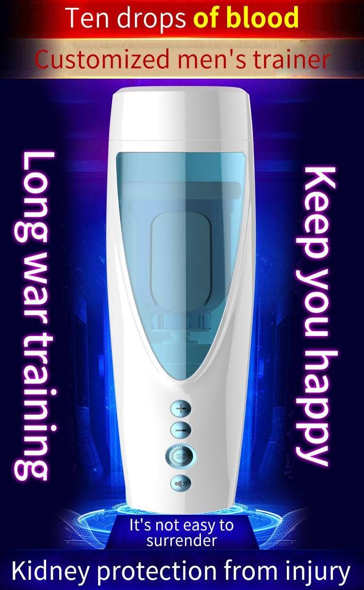 Kinky Pleasure - Wholesale Sex Toy - Foxshow - 63-00041 - Big size - 32 Cm - Masturbator cup - Vibrating, Rotating and Flashing Masturbation - USB rechargeable - 10 speed + 10 Function / Talk Mode - Dia outside 10 cm - Luxury Giftbox - white /with blue13