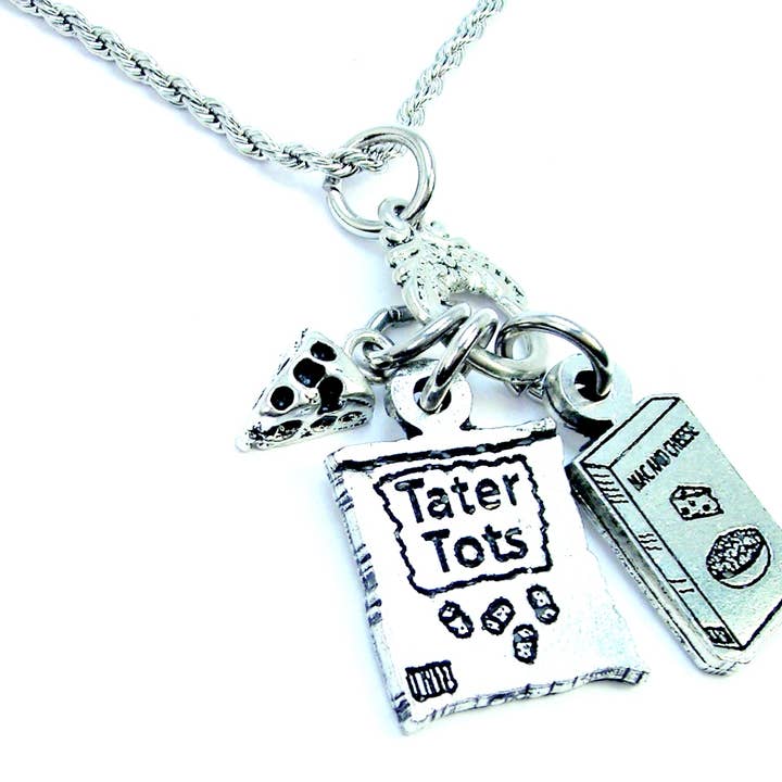 Chubby Chico Charms - Wholesale Pendant/Charm Necklace - Macaroni and cheese tater tots Charm Holder Necklace potato 2
