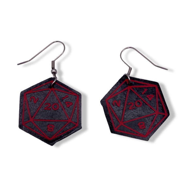 D20 Dice Øreringe for engroshandel hos Geekish Gifts