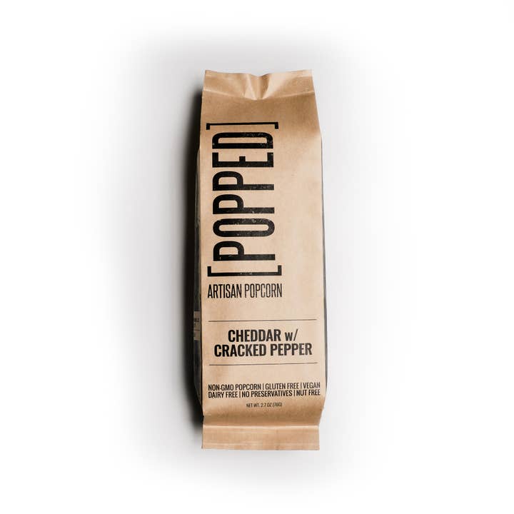 POPPED Artisan Popcorn - Wholesale Popcorn - Cheddar W/Cracked Pepper Artisan Popcorn
