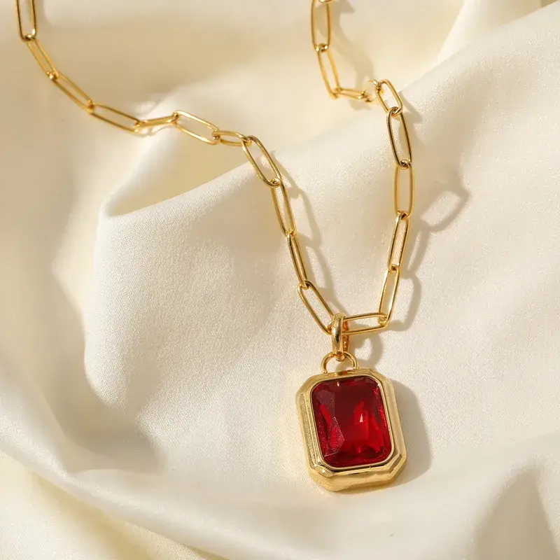 Sweet Cherry Sky - Vendita all'ingrosso Collana con ciondolo/pendaglio - Collana con ciondolo in acciaio inossidabile in stile vintage con zirconi5