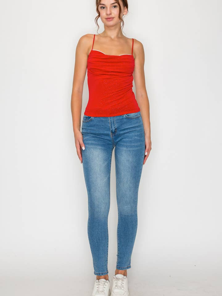 A20058-Top de Alças com Renda Brilhante ITY por atacado de April Moon