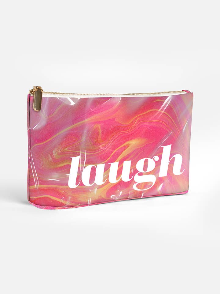 Pink & Gold Glitter Cosmetic Bag — Laugh/Smile for wholesale by David Stesner ArtHouse