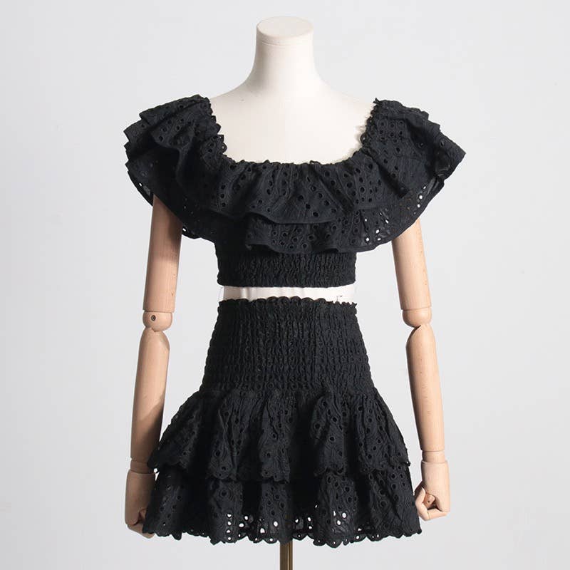 Productseeker - Wholesale Top & Skirt Set - Women's - SET044 Women Ruffle Skirt Set Mini Skirt3