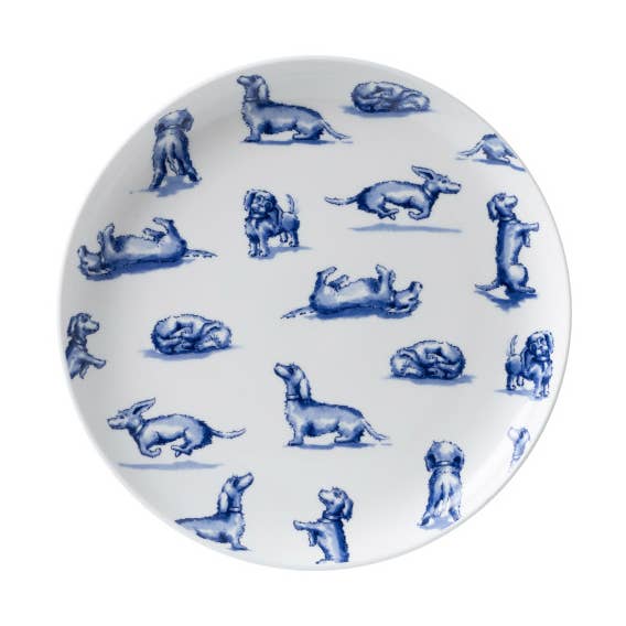 Plato de desayuno Dachshund Nhaan para venta al por mayor de Heinen Delfts Blauw