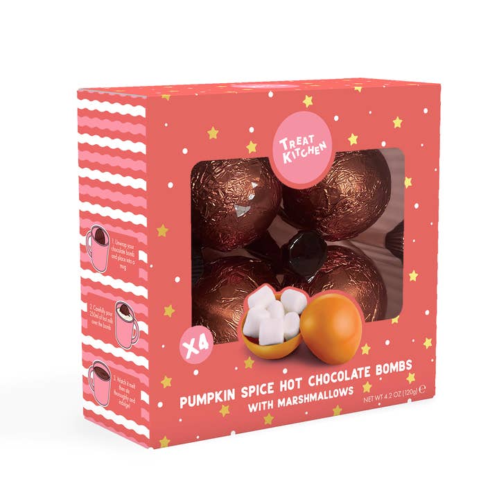 Treat Kitchen - Wholesale Hot Cocoa Mix/Kit - 4-PACK HOT CHOCOLATE BOMBS - PUMPKIN SPICE