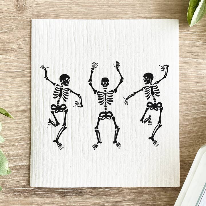 Dancing Skeletons - Torchon suédois pour la vente par Lissi Designs