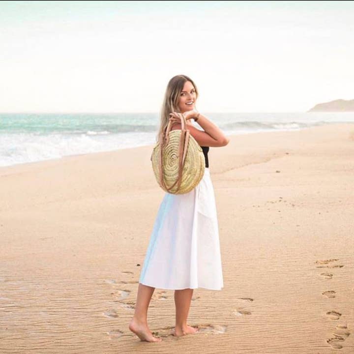 French Baskets - Vendita all'ingrosso Borsa da spiaggia - La migliore borsa rotonda in paglia French Baskets Tote Handbags 2 in pelle2