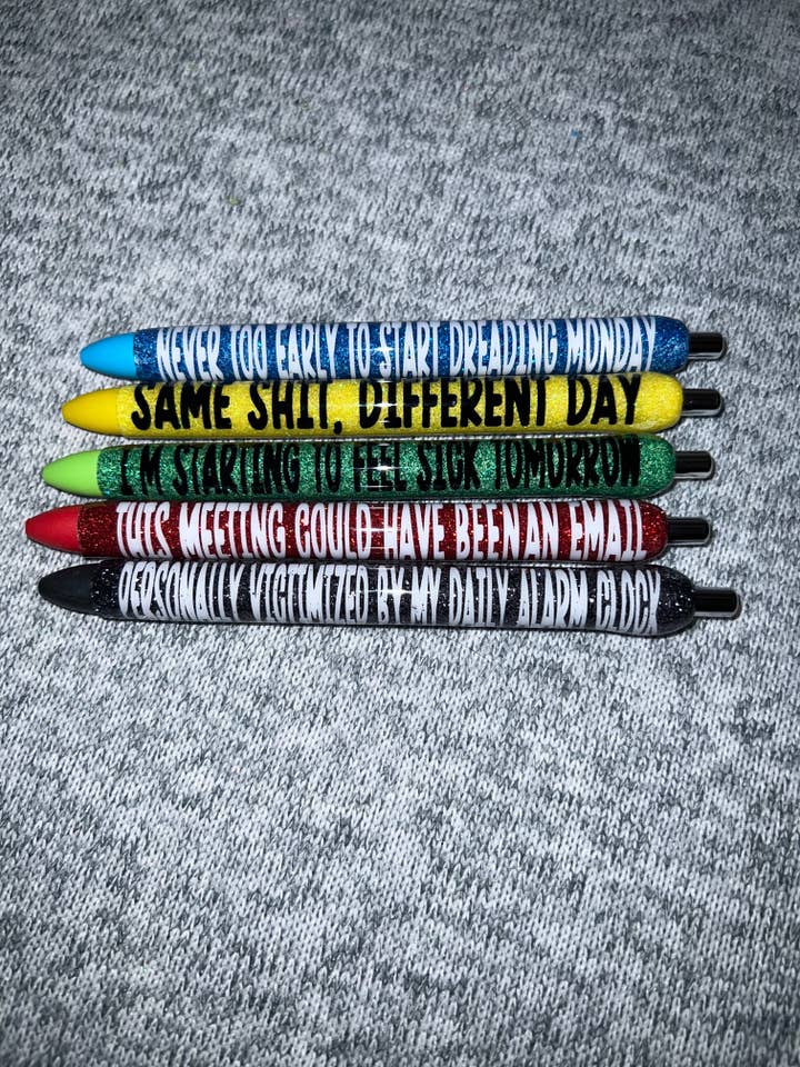 Weekday Pens for wholesale by WebbLynn Design LLC.