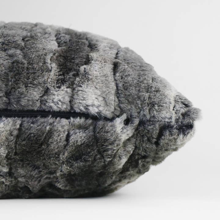 Ernie Gray Textured Faux Fur Throw Pillow for wholesale on Faire