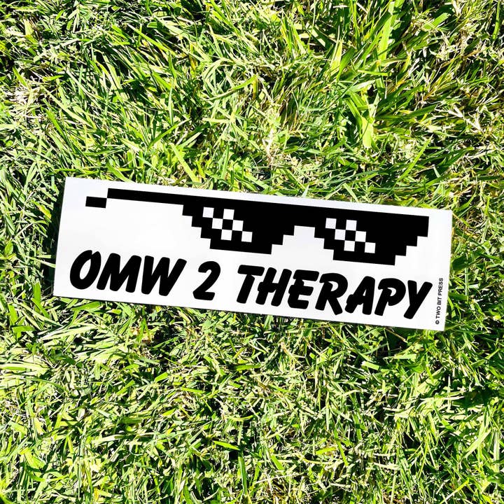 Two Bit Press - Wholesale Sticker - OMW 2 THERAPY Bumper Sticker - Funny Meme Gen Z Vintage