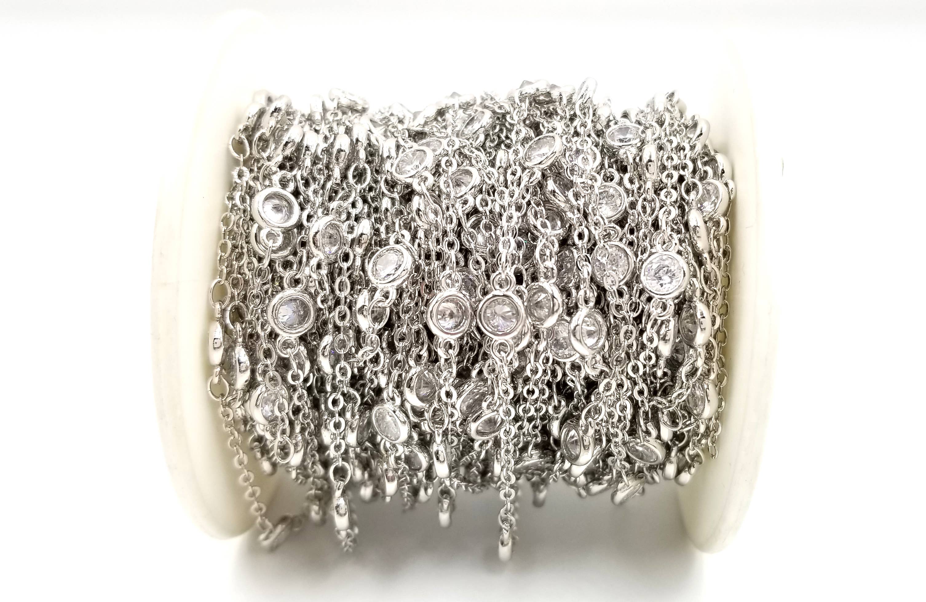 findings4uGem - Vendita all'ingrosso Collane a catena e maglie - Collana a catena con maglia a piede con diamante rotondo CZ trasparente, CH0039