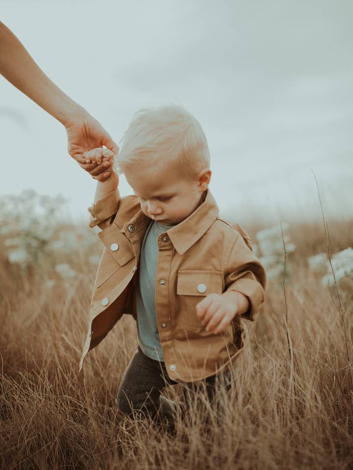 Cotton Denim Jacket in Macchiatto for wholesale by Inti The Label