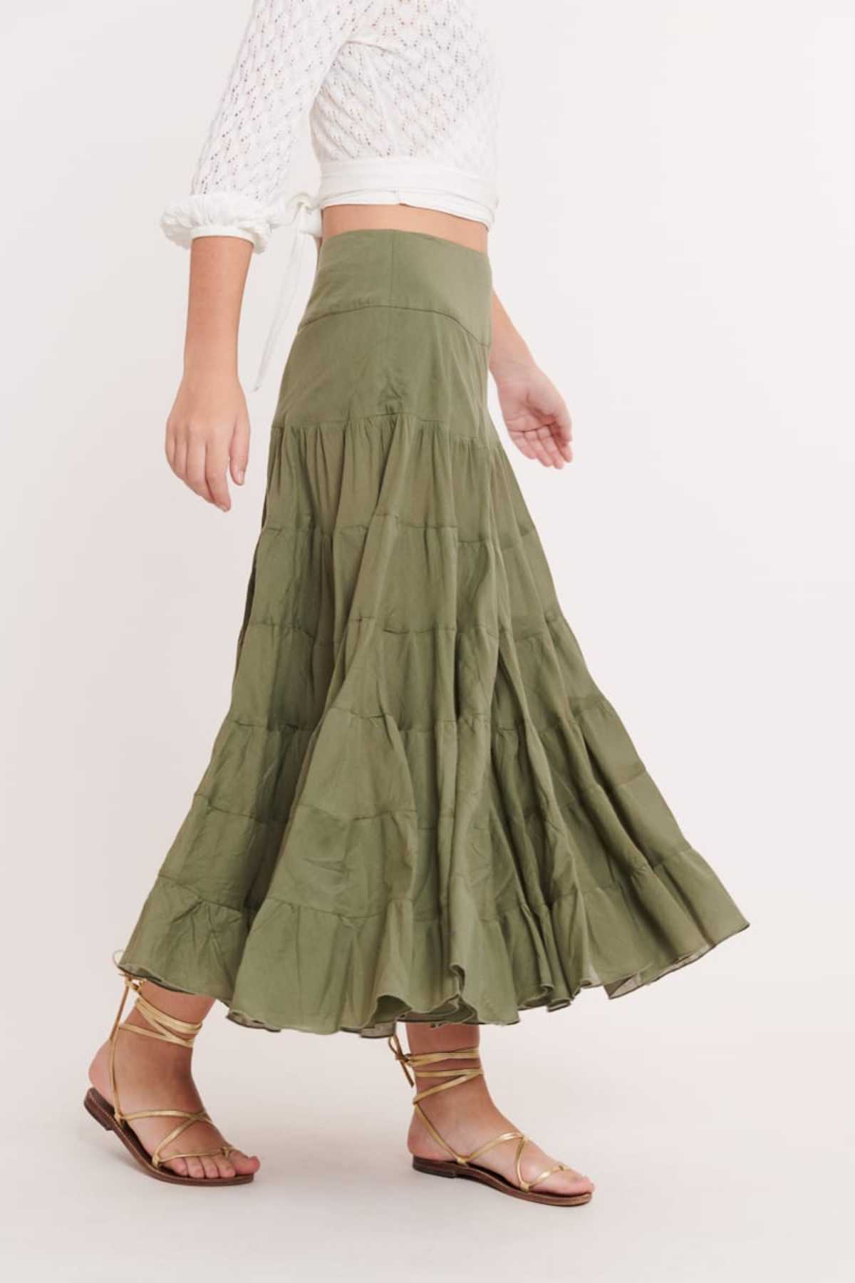 DERHY - Wholesale Skirt - Women's - FLAMENCO plain cotton long skirt10
