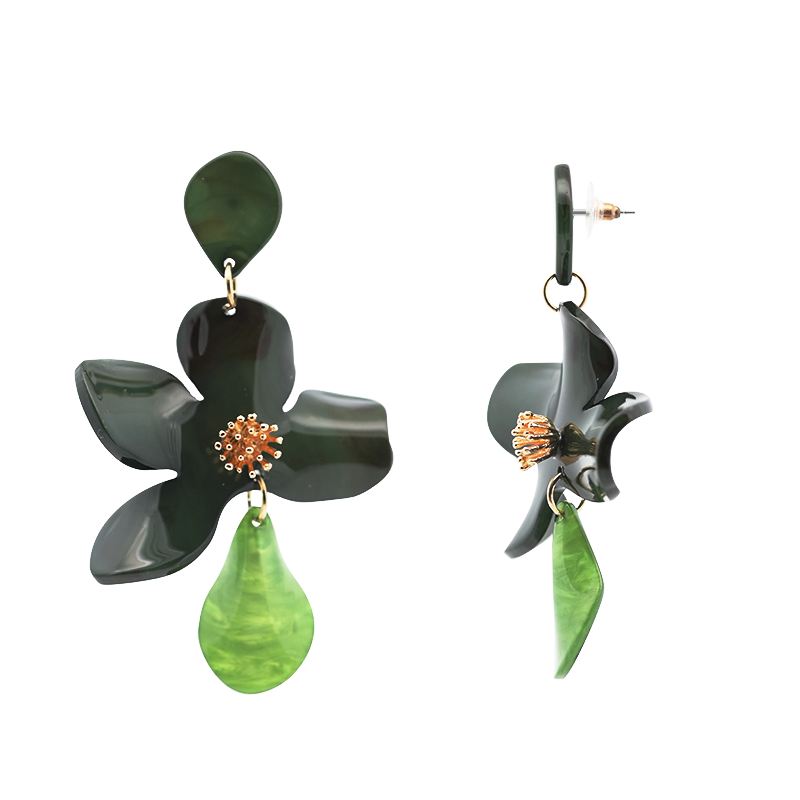 AMORINO SRL - Wholesale Dangle Earrings - DANGLING EARRINGS WITH ACRYLIC FLOWER - FT2476B6291