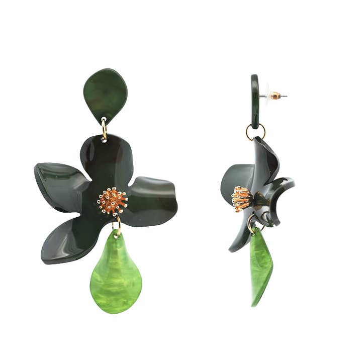 AMORINO SRL - Wholesale Dangle Earrings - DANGLING EARRINGS WITH ACRYLIC FLOWER - FT2476B6291