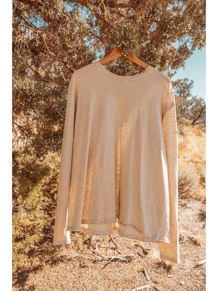 Canapa non sbiancata T-shirt a maniche lunghe in cotone biologico di canapa Blank Eco Unisex in vendita all'ingrosso su Faire9