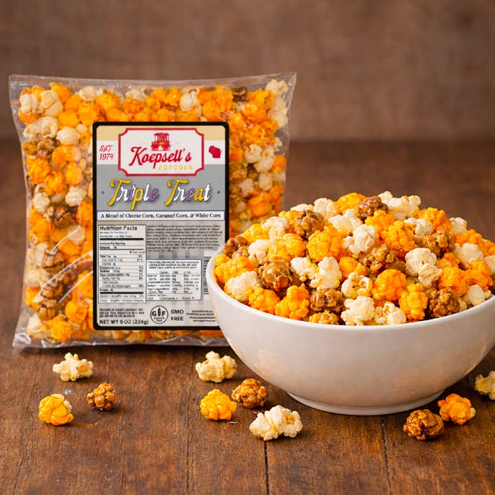 Koepsell's Triple Treat Popcorn 8oz Bag for wholesale by Koepsell's Products
