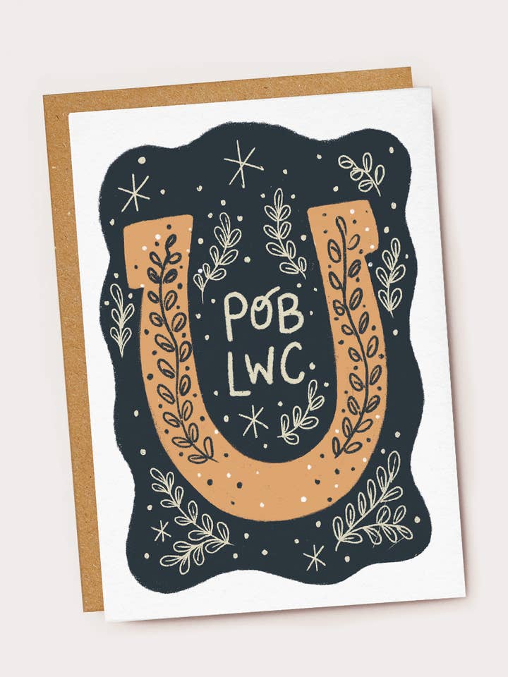 Pob Lwc Horseshoe Card - Welsh Language, Good Luck for wholesale by Jade Fisher