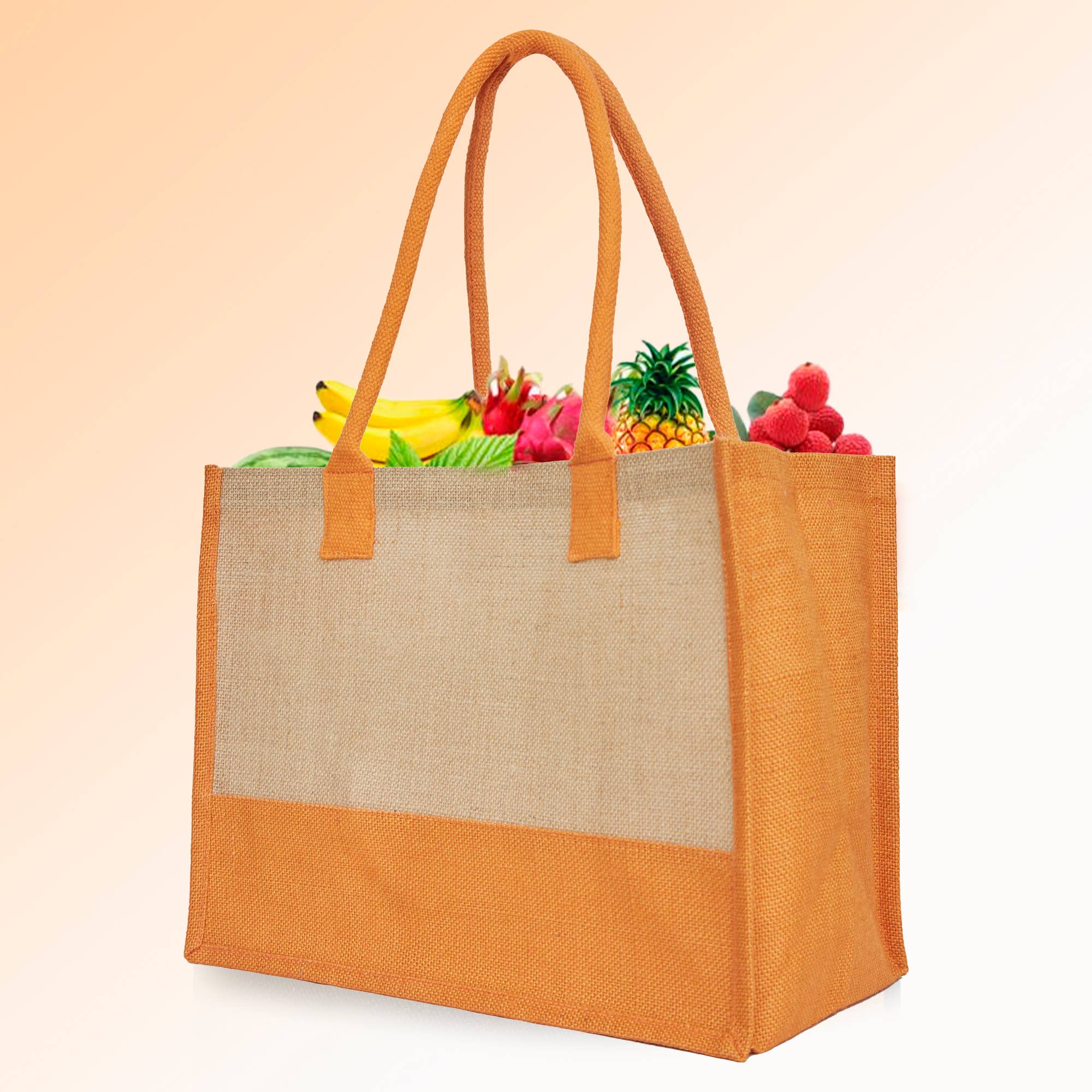 ecojutebags – wholesale Tote bag – Unisex – Pack 4 Jute Shopping Bags– Two-Tone Design with Long Handles28