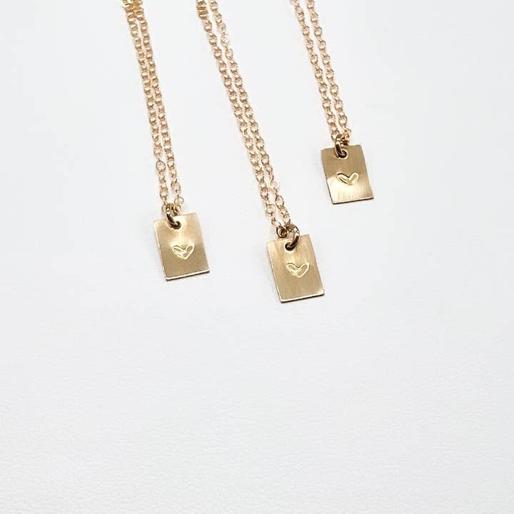 Engraved Heart, Square Pendant Necklace for wholesale by Sela+Sage
