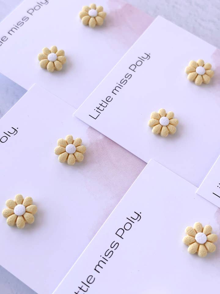 Mini Daisy Stud - Yellow & White for wholesale by Little Miss Poly