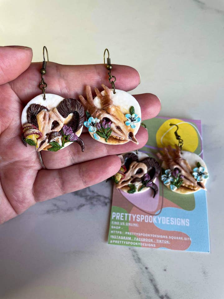 polymer clay earrings // Life After Death for wholesale by PrettySpookyDesigns