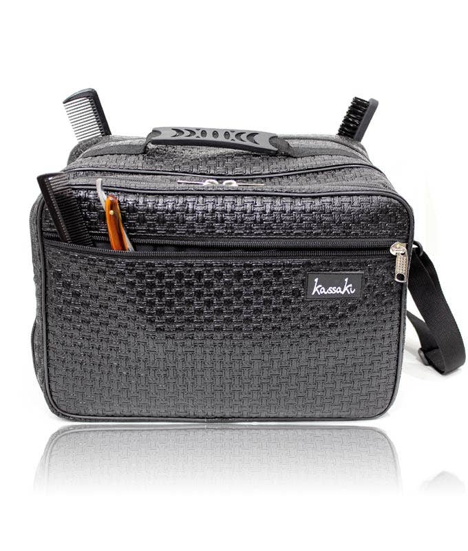 Kassaki – wholesale Make-up/cosmetic bag – Hairdressing Bag Barber Session Kit Bag in Black Gloss Pattern2