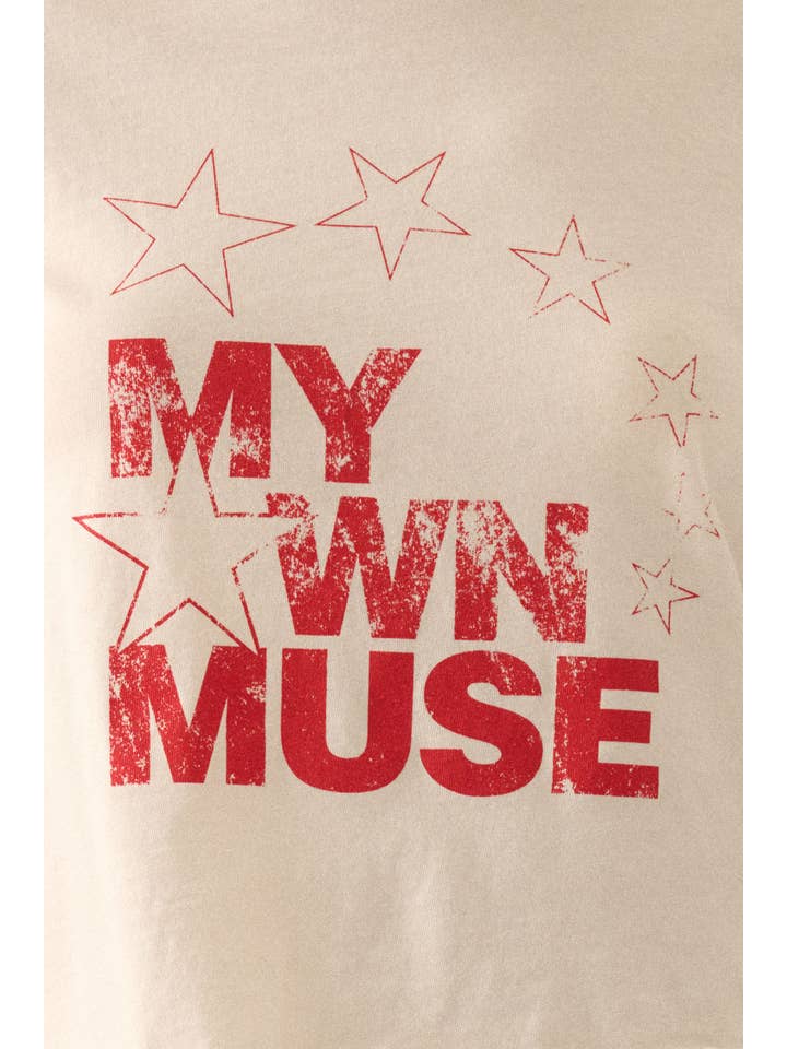 Ivory My Own Muse Vintage Wash Cropped Graphic Tee for wholesale on Faire4