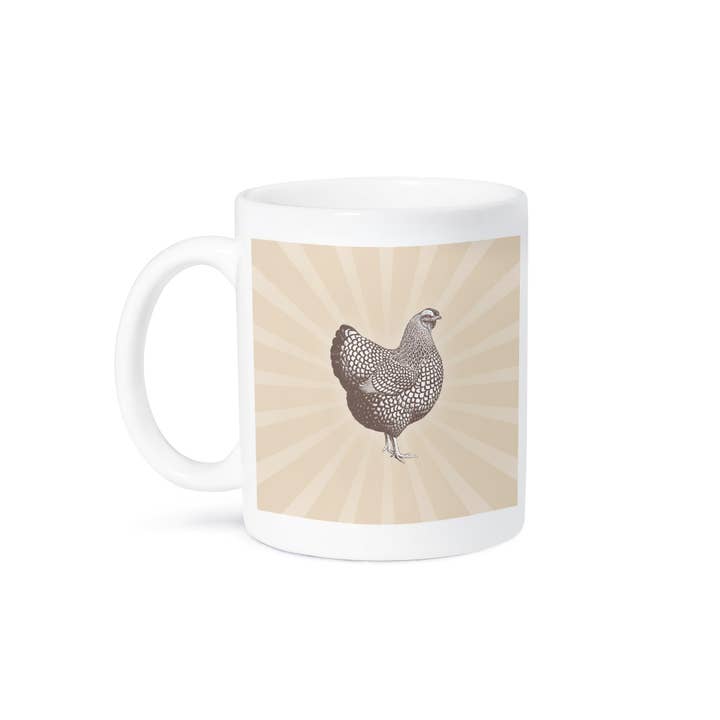 3dRose - Wholesale Coffee Mug - 3dRose, Large Brown Speckled Hen over Tonal Sunrise Background, Mug8