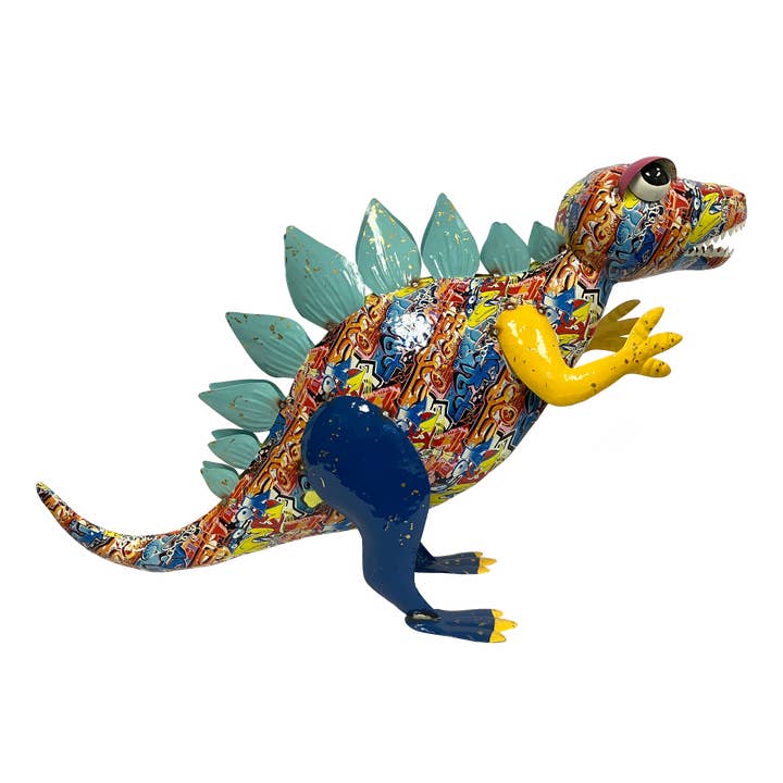 Continental Art Center - Wholesale Outdoor Ornament/Decor - Colorful Enameled Metal Stegosaurus Dinosaur Statue