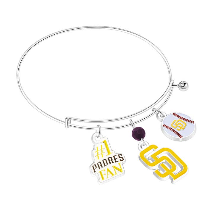 MLB San Diego Padres Three Charm Logo Bracelet for wholesale by Simran International