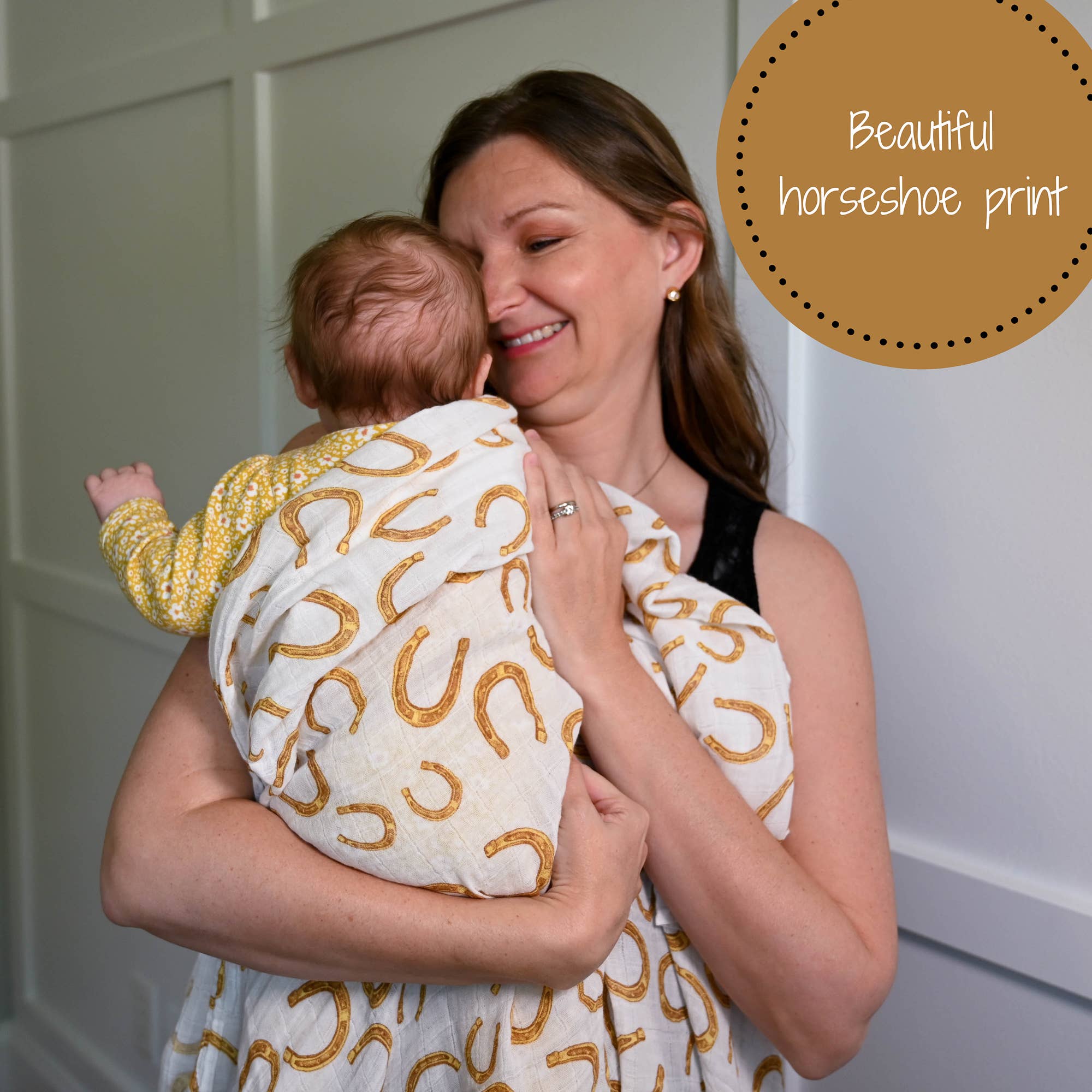 LollyBanks – wholesale Lindning - Baby – LollyBanks muslinfilt med lyckohästsko för baby, mjuk och mysig5