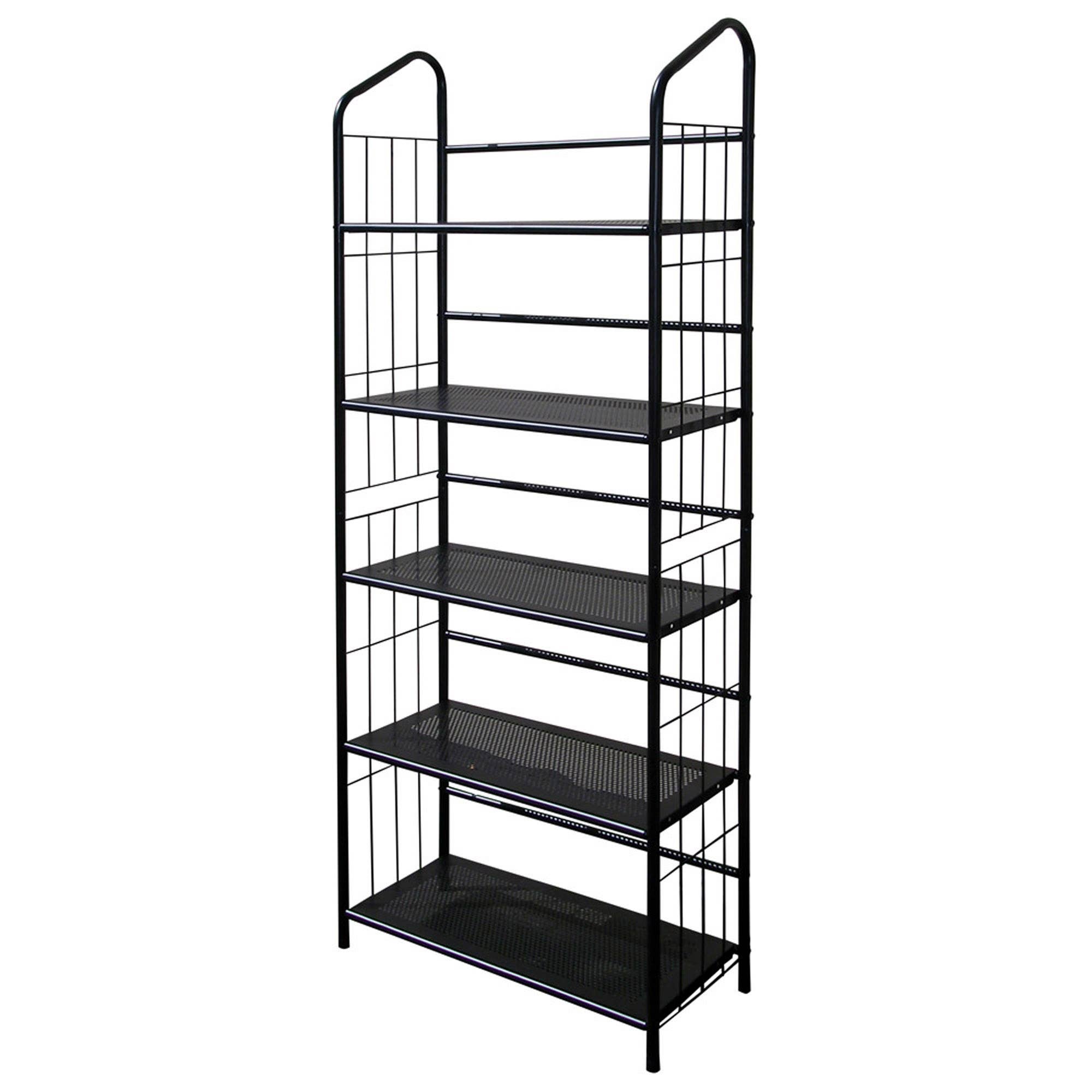 HomeRoots - Wholesale Bookcase - 64" Black Metal Five Tier Bookcase1