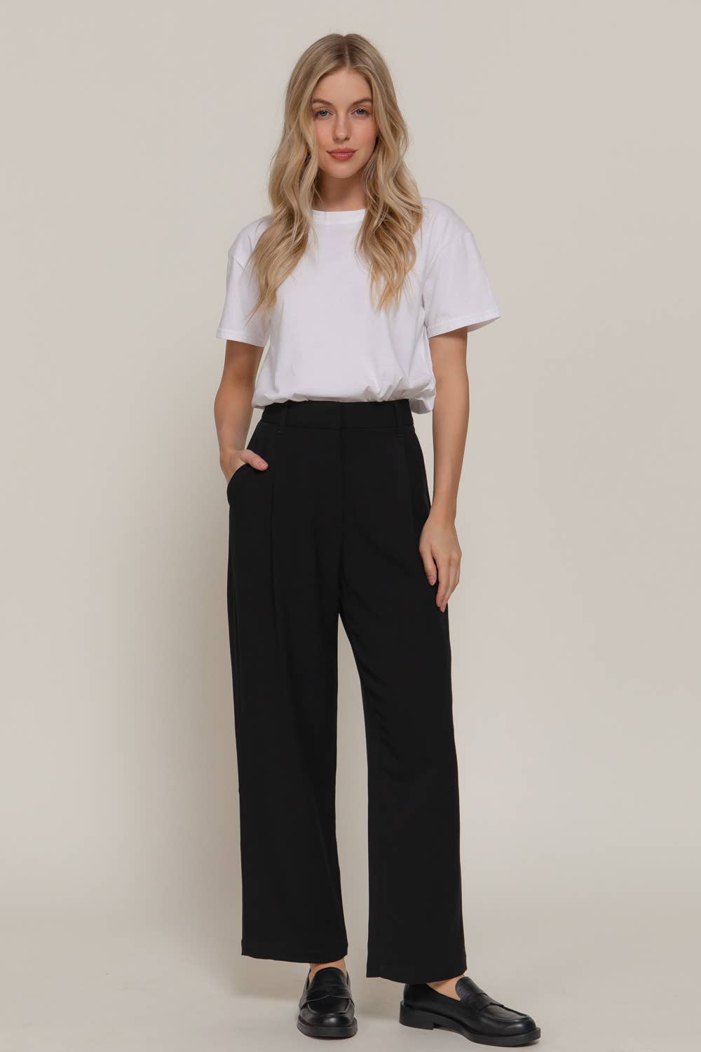 Active Basic | Active USA - Wholesale Pants - Women's - Front Pleats Detail Pants11